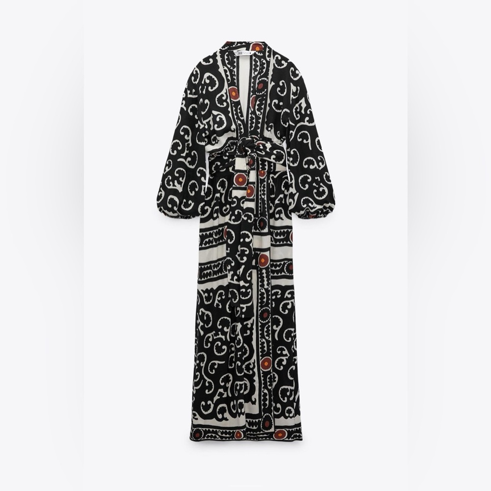 Zara Printed Wrap Dress SMALL NWT - Picture 4 of 7